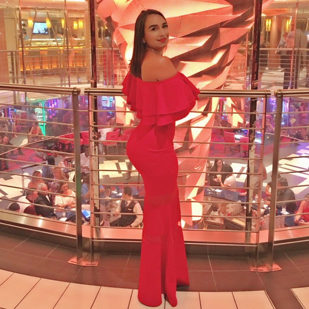Red Ruffled Top Dress